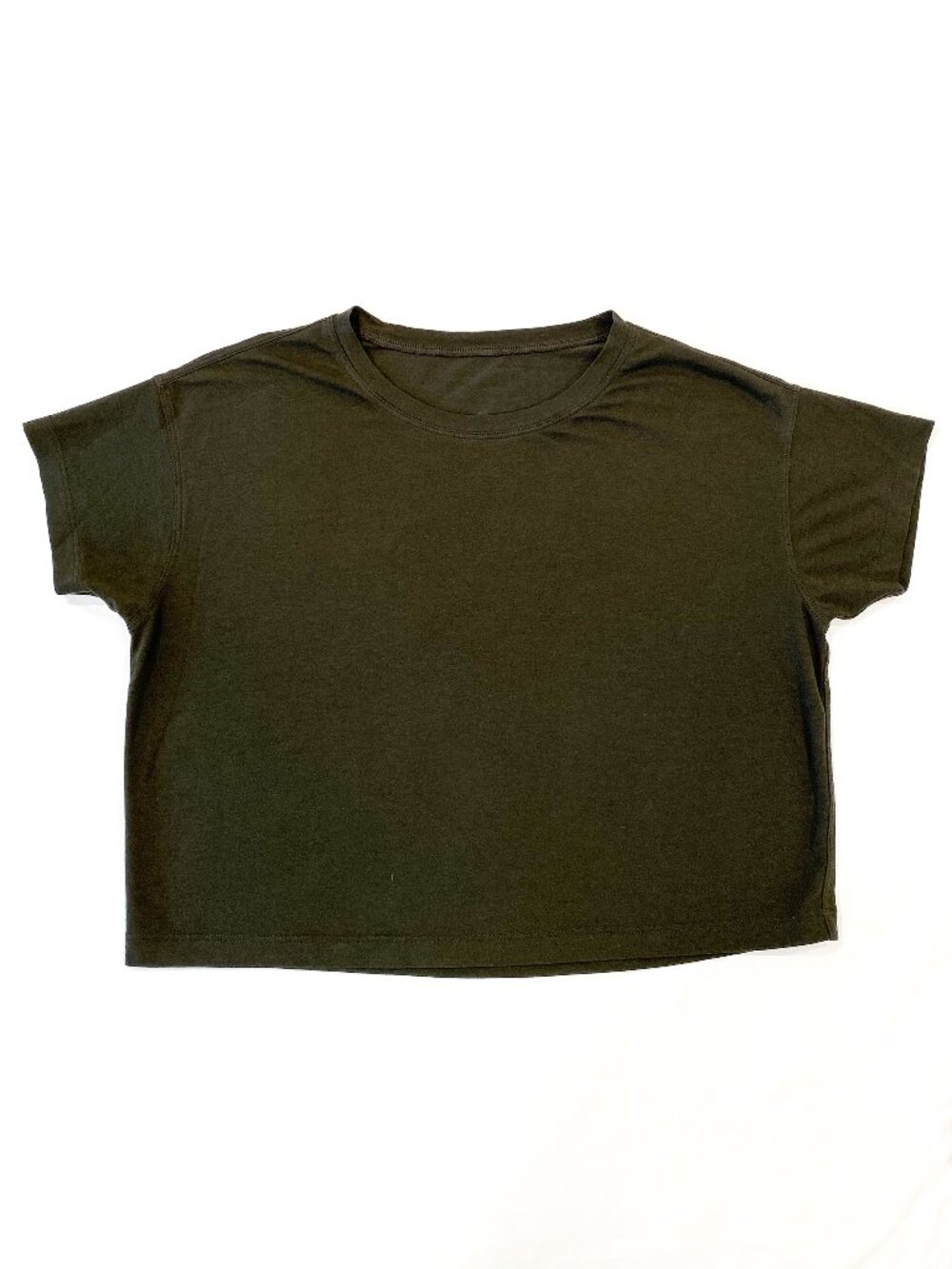 Lululemon Cropped Olive Green Cotton T-Shirt Size XS